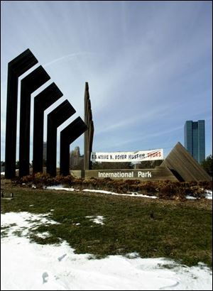 The sign, installed in conjunction with the Portside project opening, was meant to make the park attractive when viewed from the other side of the Maumee River.