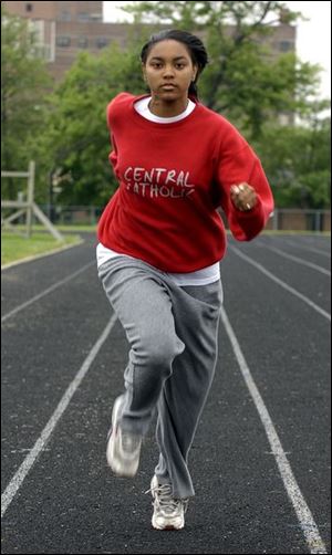 Central Catholic's Andrea Bryson pulled off a huge upset by beating the defending state champ in the regional meet in the 100-meter dash. This weekend in Dayton they will compete for a state title. Bryson's top time this season is 12.0.