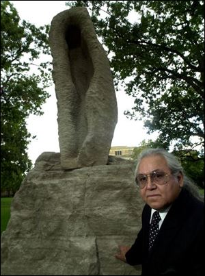 WORK OF ART: <i>Metamorphosis</i>, by Emanuel Enriquez, was dedicated at BGSU in honor of the upcoming 30th anniversary of the Latino Student Union.