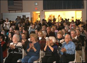 Nbr Margie Conklin, Waterville, Joyce Thomas, Perrysburg, June Inks, Swanton and Harold Elliott, Delta  at National guard band  concert at Delta American Legion hall. blade photo by herral long 11/9/2003