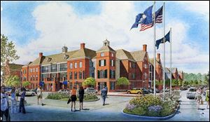 An artist has submitted a rendering of the complex of student apartments proposed for North Westwood Avenue.