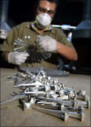 Sterling silver nails will become pendants at Bob Siemon Designs in California.
