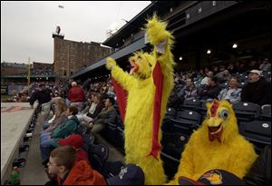 Luke Pettigout and Jonathan Bieker dressed as Hens.