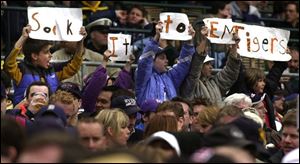 Fans came out in force for the Tigers, setting a record for an Opening Day crowd at Cpmerica park at 42,121.