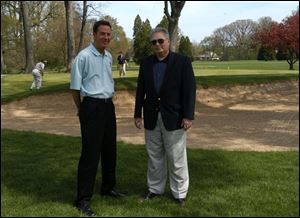 Head pro Mike Stone, left, and general manager Dan Hathaway are confident Heather Downs is recovering.