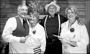 Doug and Darlene Carpenter, left, along with Tom and Marlene Uhler host a gangster-style party with a speakeasy setting to benefit the Toledo Symphony.