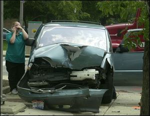 cty accident at the corner of jackson and superior.  Mother would not give her name of the little boy that was taken to toledo hosp according to medic. she and husband and three other children were in the van. aug 16 2004