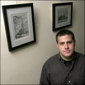 John T. Hrosko is proud of his drawings that are hanging in Perrysburg Municipal Court.