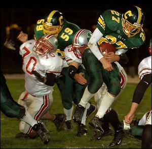 Clay's Nick Sondergeld can't escape Central's defense.
