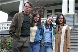 Portraying the Kondracke family in CBS  Saving Milly are, from left, Bruce Greenwood as Morton, Kylee Dubois as Alexandra, Jessica Lowndes as Andrea, and Madeleine Stowe as Milly.
