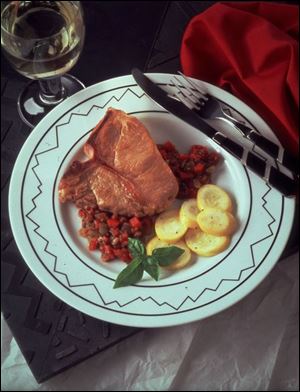 Veal Chops with Tomato-Pepper Relish makes a delicious one or two-serving recipe. 