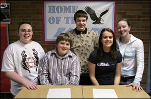 Members of the 'EMS Live' team are, from left, Allison Busdeker, 14, Noah Caris, 13, Ashton Brown, 14, Katelyn Miller, 14, Jessica Thornton, 14.
