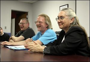 The <i>Star Trek</i> contingent consisted of Kevin Stewart, left, of Adrian, David J. Rose of Monroe, and Christine Brockway of East Toledo.