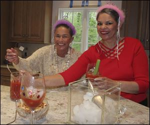Barbara Goldberg, left, and Faye Fenwick at the Taurus birthday luncheon.