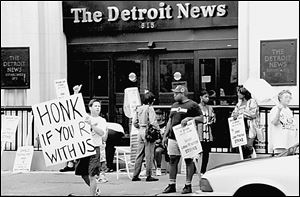 Detroit s six newspaper unions walked out on July 13, 1995
