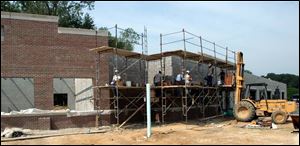 This is a construction site of a building being worked on by Janotta & Herner Inc. in Bellevue, Ohio. 