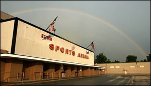 A request would rezone the Sports Arena site as  downtown commercial. 
