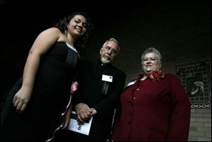 Raquel Colon, left, the Rev. Richard Notter, and Karen Roadruck at the Diamante Awards.
