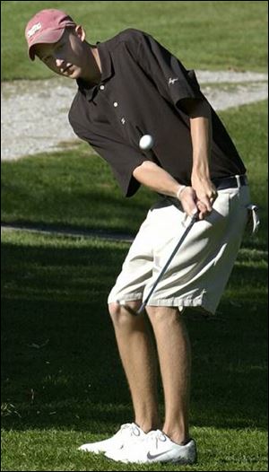 Bowsher's Adam Crisp slipped from a 72 Tuesday to a 77 yesterday, but still won individual honors by six strokes.