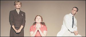 From left, Cheryl Walker as Donna, Megan McGarry as young Paula, and Joe Dennehy as Chris
in a scene from Night by Michaelangelo at the Collingwood Arts Center.
