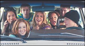 The cast of Kids in America includes, from left, Emy Coligado, Stephanie Sherrin, Alex Anfanger,
Caitlin Wachs, Crystal Celeste Grant, Chris Morris, and Gregory Smith.

