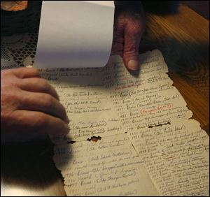 The six decades  worth of brief annual messages between
Ernie Bollinger and Harold C. Ackerman filled the birthday card. Not long ago, the longtime friends added a scrap of paper to add more greetings.