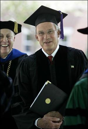 Porter Goss enters the Gillmor Student Center at Tiffin University. 