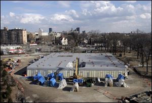Feb. 23: The glass museum under construction.