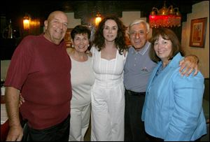 From left, Don and Venice Michel, Joy and Jamie Farr, and Kay Murray gather at a private dinner at the Beirut restaurant for tournament sponsors and the current and past general chairmen.
