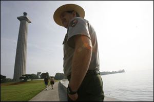 Andy Ferguson, superintendent of Perry's Victory and International Peace Memorial, says an upcoming inspection could help determine whether the monument can be safely reopened.