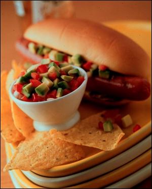 Super dogs with Avocado Relish.