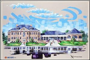 A sketch shows what the Northwest State Community College campus will look like when finished.