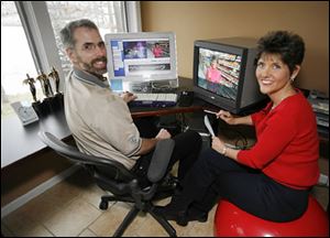 Zonya Foco and her husband, Scott, edit tapes for her show, which airs at 2 p.m. Friday on WGTE-TV, Channel 30.