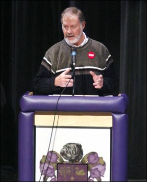 John F. Weber of Fulton Township helped organize last night's meeting for opponents of a regional merger.