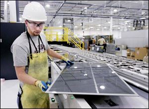 First Solar uses thin-film technology, which is less costly than crystaline-silicon wafers, for its panels. 