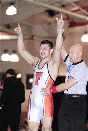 Findlay University wrestler Tony Guerra has had his hand raised in victory many times.