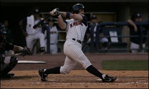 The Hens  Jack Hannahan belts his second home run of the night against Indianapolis.
