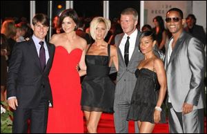 Attending the party at L.A. s Museum of Contemporary Art were, from left, Tom Cruise, Katie Holmes, Victoria Beckham, David Beckham, Jada Pinkett Smith, and Will Smith.