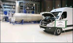 A van that can run on biodiesel was on display at the $20 million facility.
