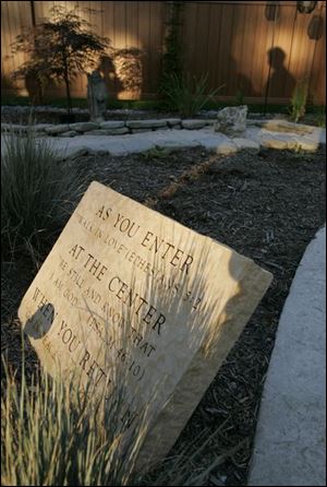 Spiritual messages guide labyrinth visitors.