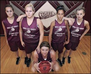 Genoa's strong starting lineup makes it the favorite in the SLL with, from left, Courtney
Mowery, Ashley Robertson, Brittany Darling, Simone Eli and Chelsea Nissen.