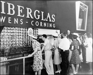 The Owens Corning historical collection includes a photograph from the 1939 World s Fair in New York City. The Canaday Center archive also features ads, videos, and glass products.