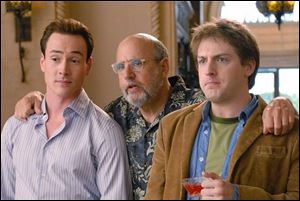 Marty (Chris Klein, left),  Uncle Saul (Jeffrey Tambor, center) and Josh (Fran Kranz) are among the offbeat residents of El Capitan apartments in the CBS sitcom <i>Welcome to the Captain</i>, premiering Monday.