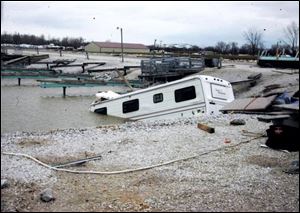 Several campers at Meinke Marina on Corduroy Road in Jerusalem Township were destroyed.
