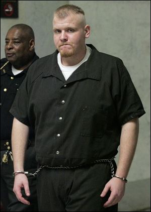 Raymond Cox, 22, who beat two men to death, faces Judge Ruth Ann Franks in Lucas County Common Pleas Court.