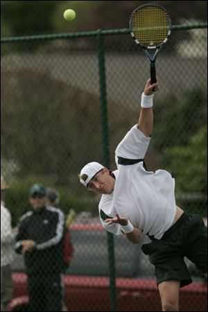 Ottawa Hills freshman Evan Bechtel is a big reason the Green Bears are ranked sixth in the state in Division II. Bechtel has a16-2 record this season at No. 1 singles. 