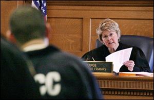 Judge Ruth Ann Franks sentences Yvan Garcia yesterday in the 2004 killing of Misada Shalan as the woman was eating.