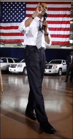 Democratic presidential candidate Barack Obama tells an audience at Mott Community College in Flint, Mich., that seven of his GOP rival s top campaign staffers, including the manager and chairman, are major corporate lobbyists.