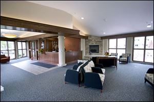 The lobby of Ohio Northern University's The Inn is ready to greet customers. The hotel officially opens tomorrow with a 1 p.m. ribbon-cutting ceremony. 