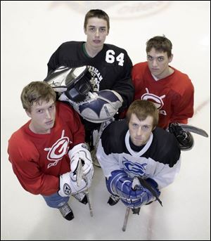 Zak Seipel, front left, and Zak Tansel, and Dan Koralewski, back left, and Charlie Witte are looking for a fourth straight Blue Division crown.